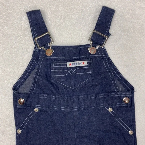 Vintage healthtex western stitch Dark Blue Kids Overalls 24m - Picture 2 of 8